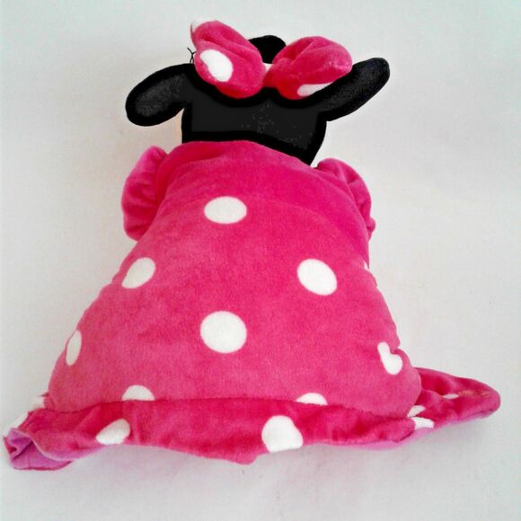 Disney Parks Minnie Mouse Pillow Pal Plush 12x14 Pink with Polka Dots Toy - Picture 3 of 5